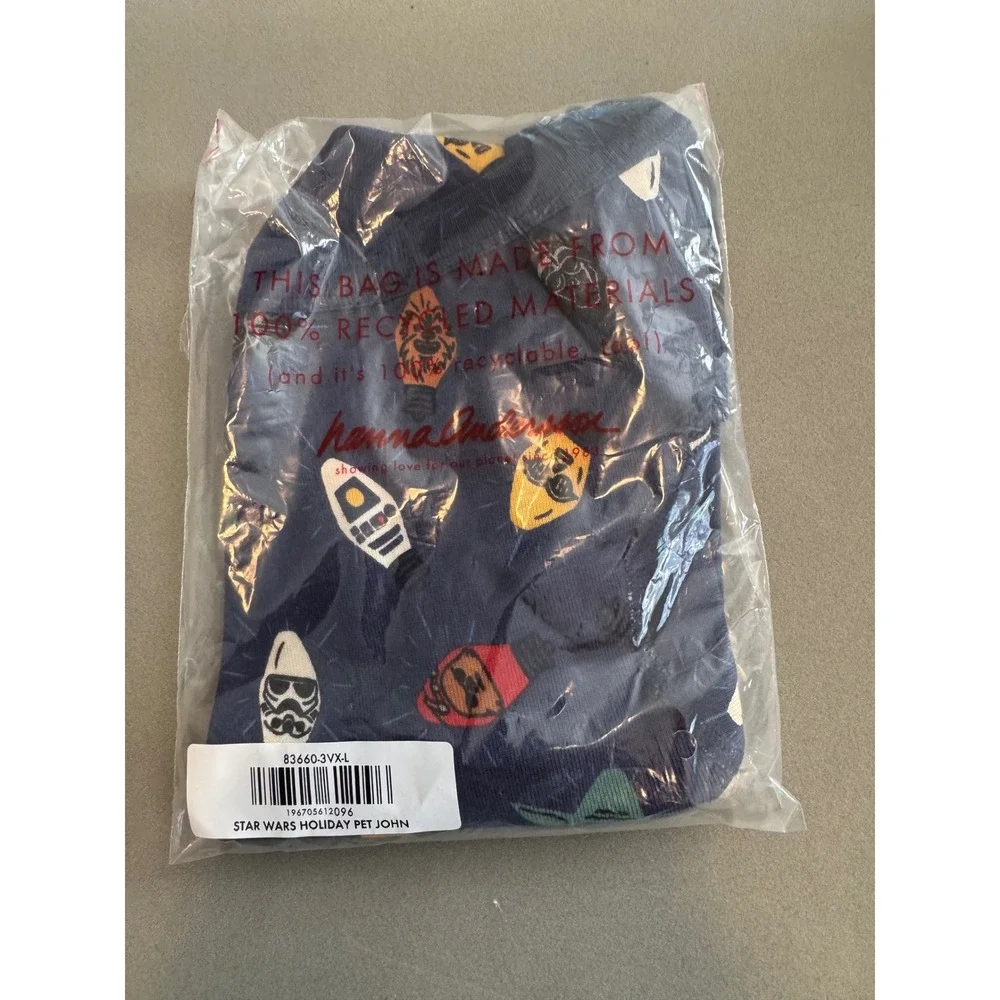 Hanna Andersson Pet John Dog L Navy New Star Wars Holiday Lights Organic Cotton